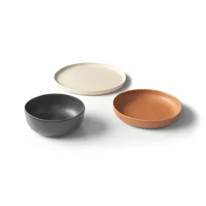 12 Piece Dinner Set, Ivory Charcoal & Terracotta - Image 2